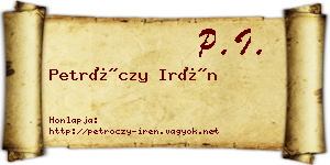 Petróczy Irén névjegykártya