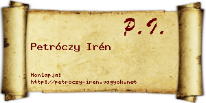 Petróczy Irén névjegykártya
